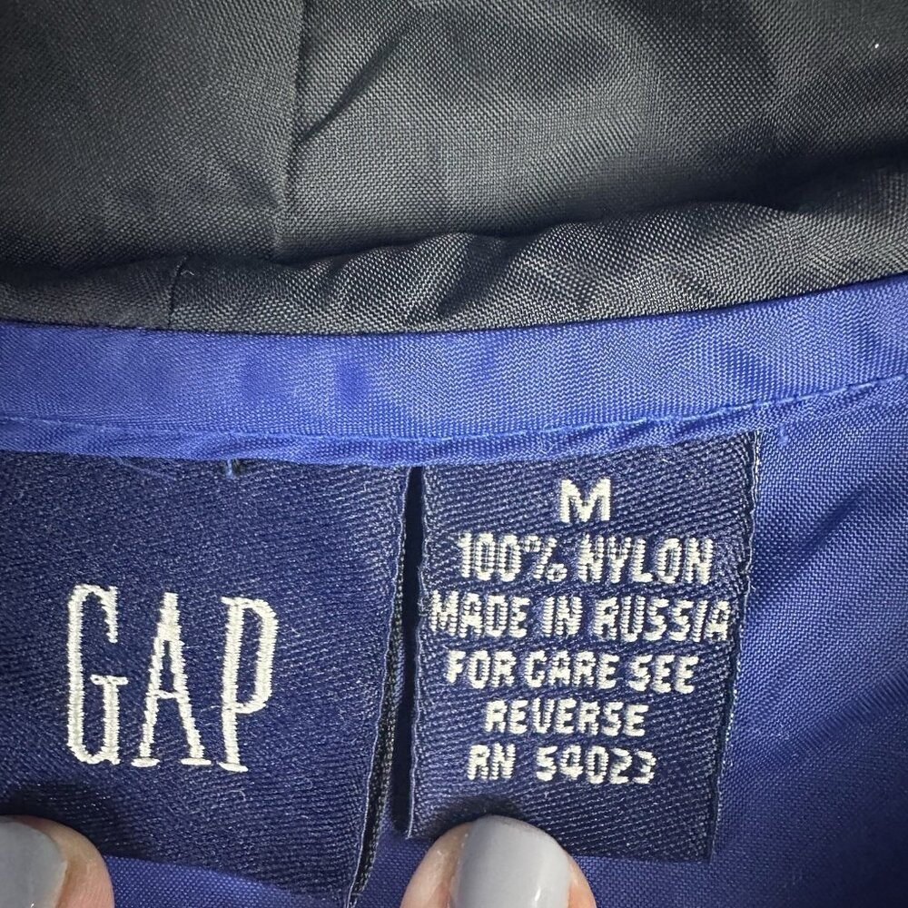 Vintage Gap Windbreaker Adult Medium Blue Pullover 1/4 Zip Hooded Y2K - Picture 2 of 9